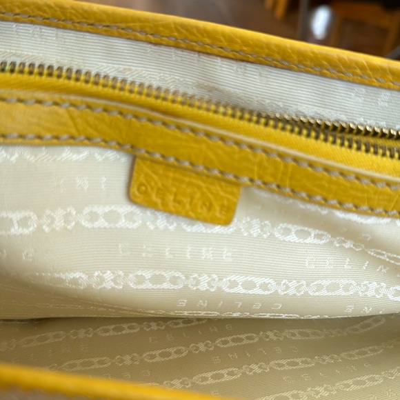 Authentic Celine Linen Boogie Bag with Yellow Trim & Accents - Picture 6 of 15